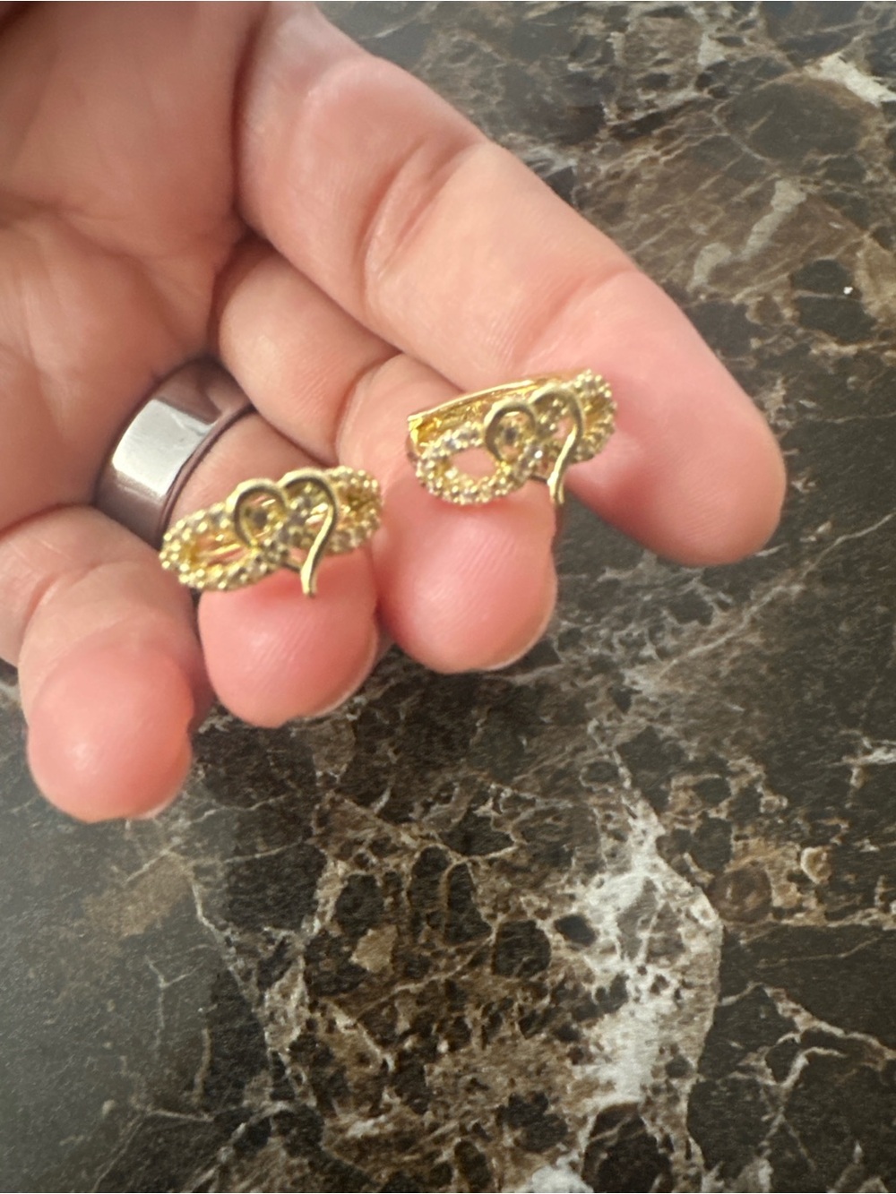 Gold Heart Crystal Hoop Earrings for Women